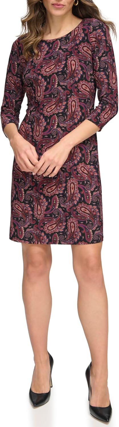 

Женское мини-платье-футляр Tommy Hilfiger с рукавами 3/4 и круглым вырезом, Black/Chino