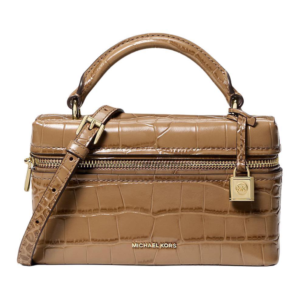 

MICHAEL KORS Миниатюрная женская сумка из коровьей кожи геометрической формы верблюжьего цвета