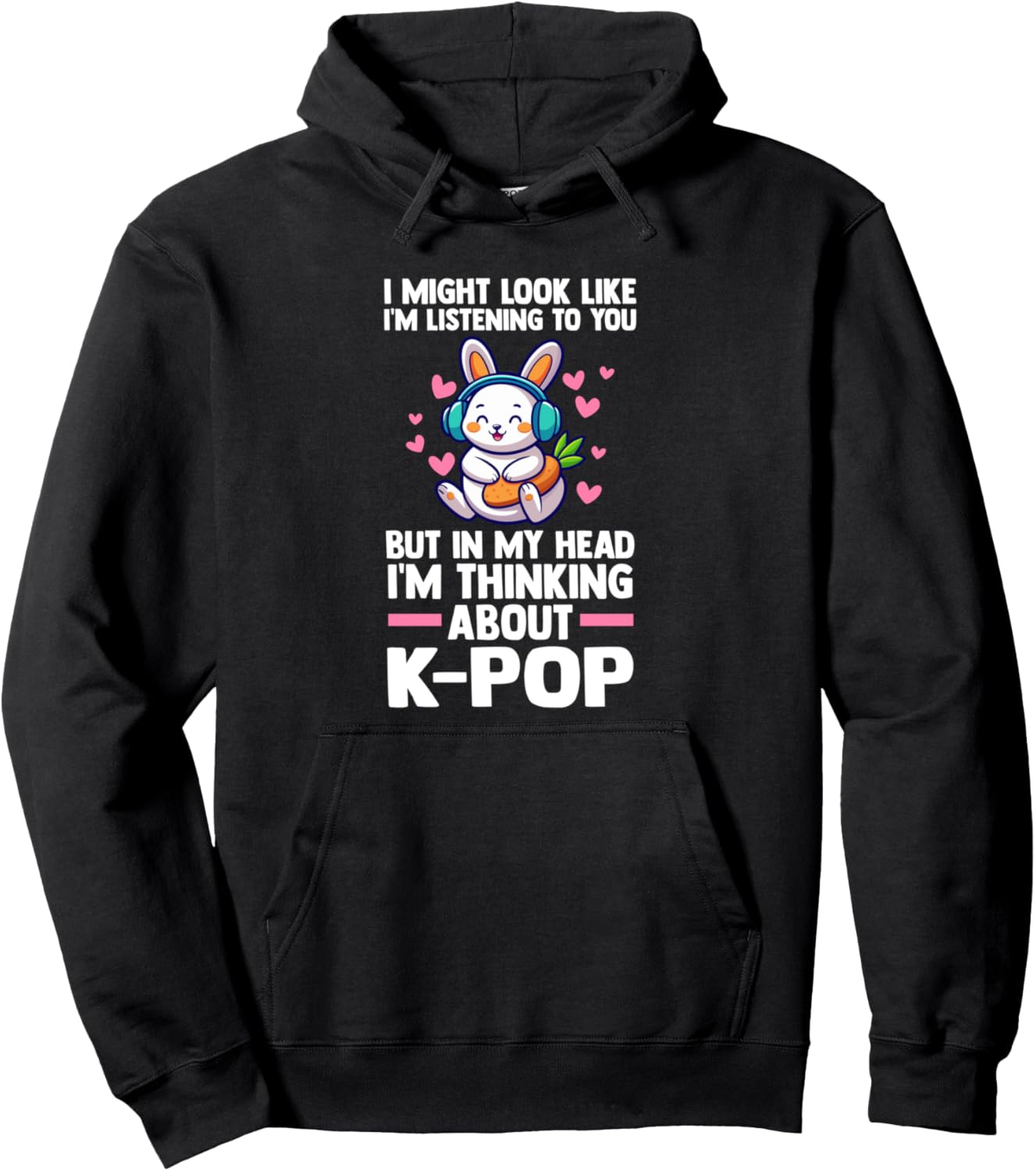 

Толстовка, Размышляю о толстовке с изображением кролика в стиле K-POP South Korea & K-Pop Merch Gift, черный