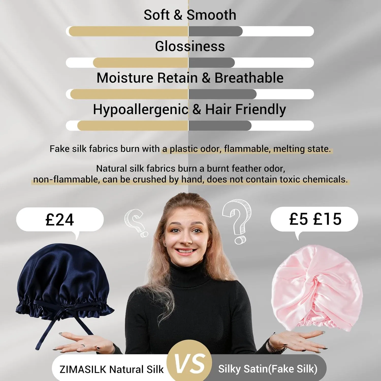 Женская шапочка для сна «100% Mulberry Silk Hat» от ZimaSilk Zimasilk, Navy — фото 4