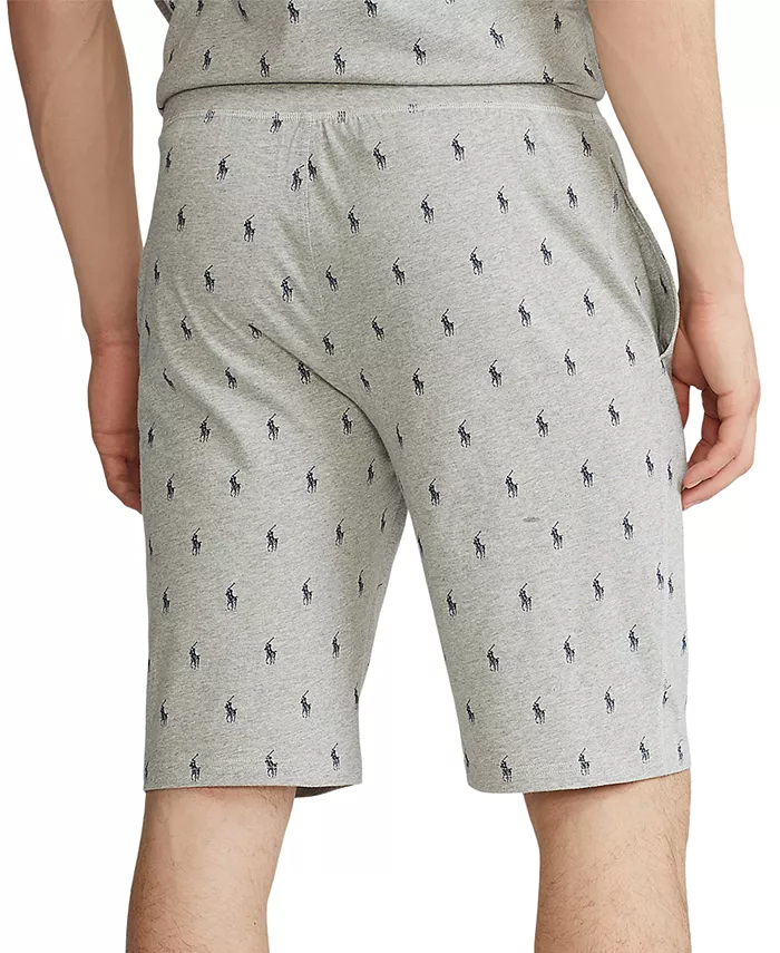 Мужские хлопковые пижамные шорты с логотипом Polo Ralph Lauren, серый — фото 3