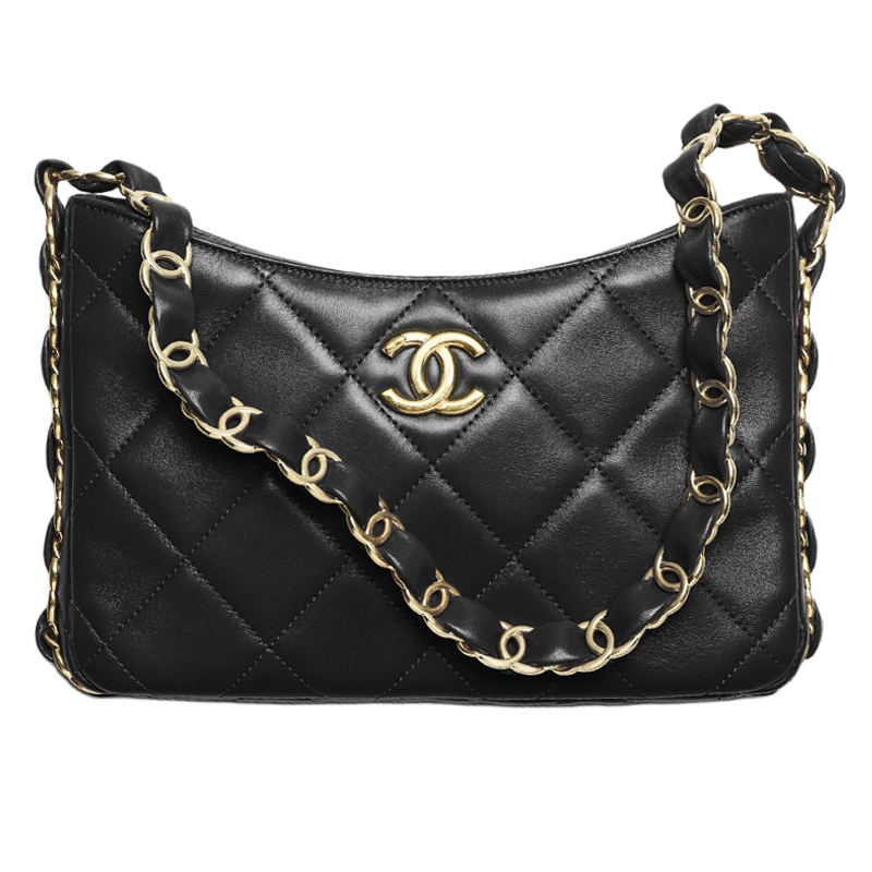 

CHANEL Женская черная сумка через плечо из овчины