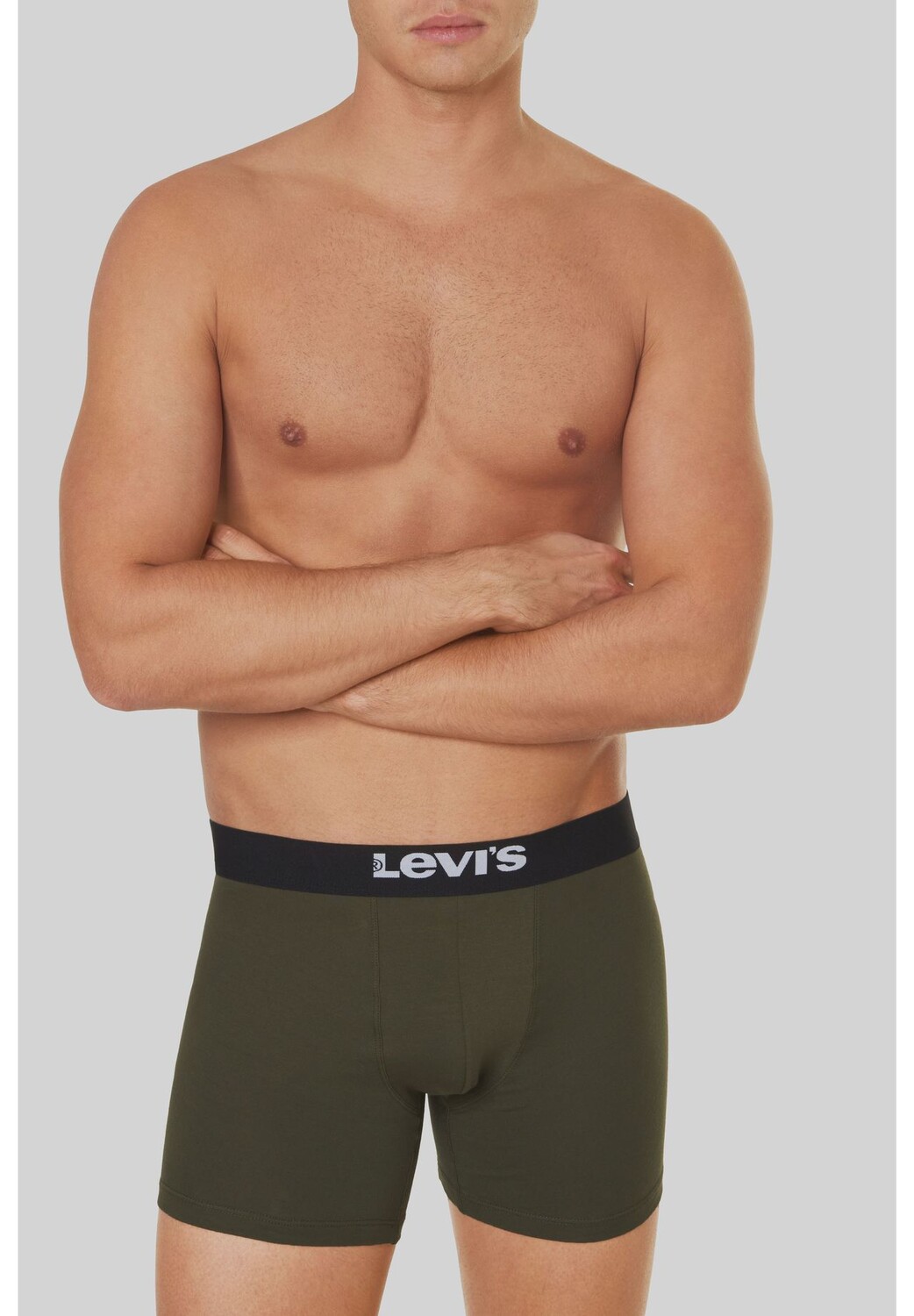 Трусы, 2 шт., эластичный пояс с логотипом, мужские Levi's, хаки — фото 4
