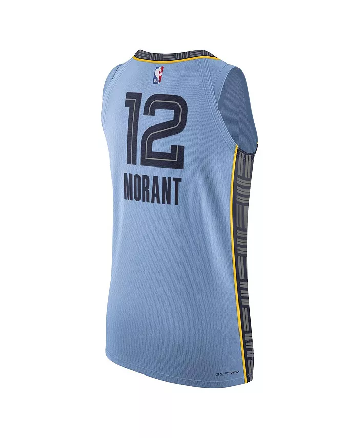 Мужская футболка Ja Morant Memphis Grizzlies в светло-голубом цвете - аутентичная игровая форма, версия Statement Edition Jordan — фото 3