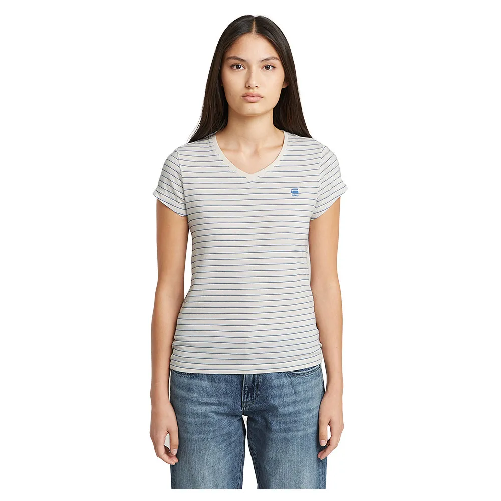 

Футболка G-Star Stripe Eyben Slim 2.0 short sleeve v neck, бежевый