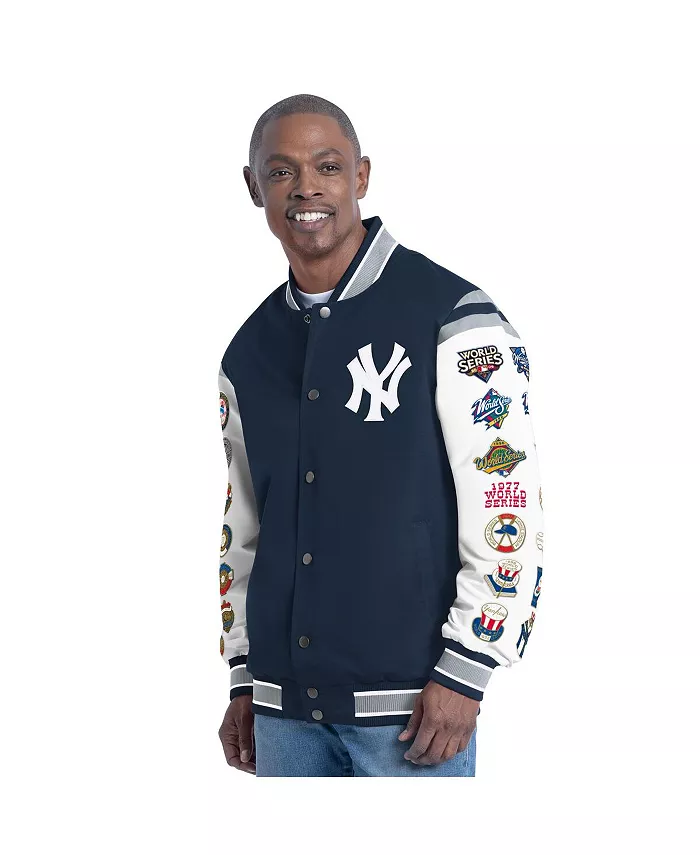 

Мужская синяя бейсбольная куртка New York Yankees Recruit Commemorative на молнии G-III Sports by Carl Banks