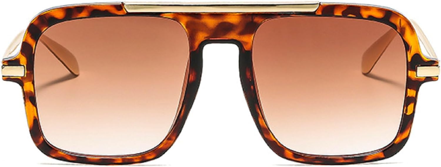 

Ретро-солнцезащитные очки квадратной формы для женщин и мужчин, винтажные большие солнцезащитные очки-пилот в стиле 70-х, 80-х и 90-х годов mincl, Leopard Gradient Brown