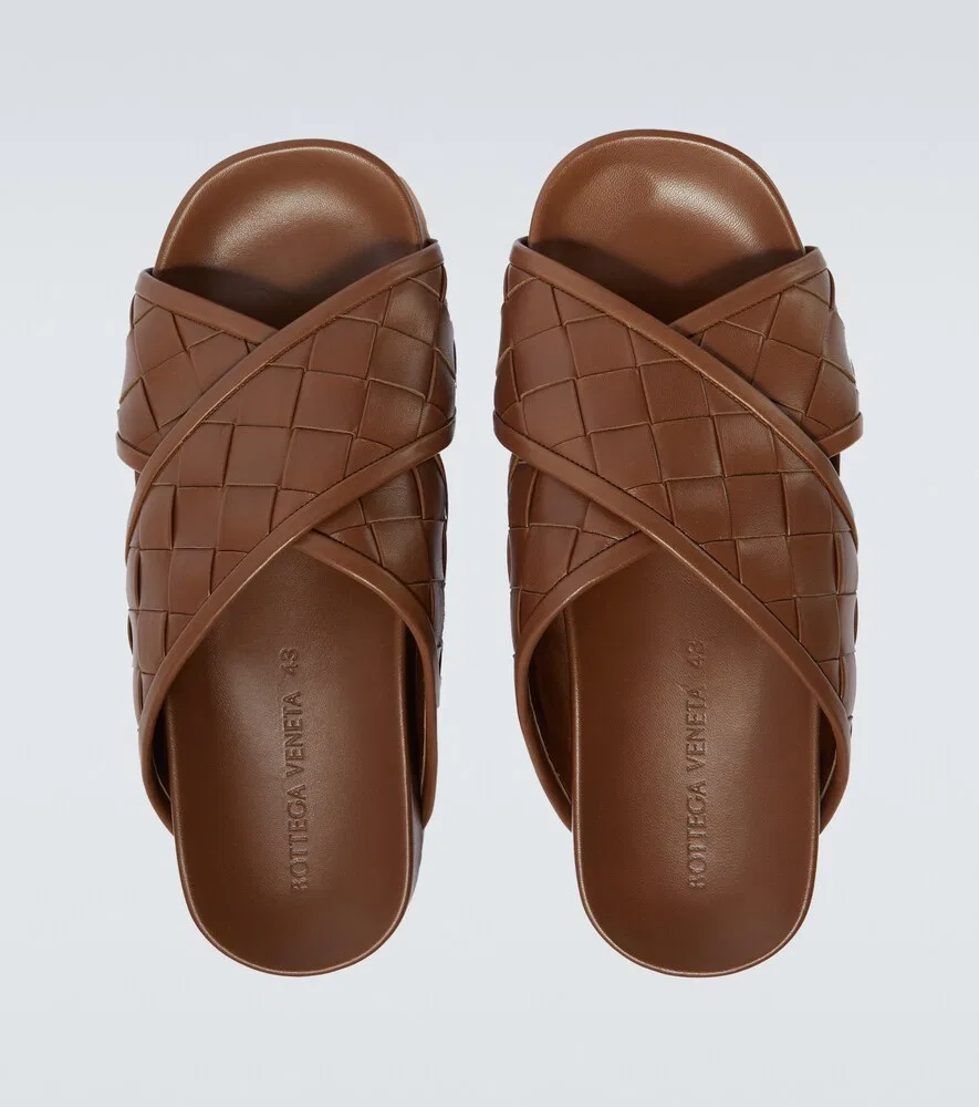Кожаные сандалии Tarik Intrecciato Bottega Veneta, коричневый — фото 4