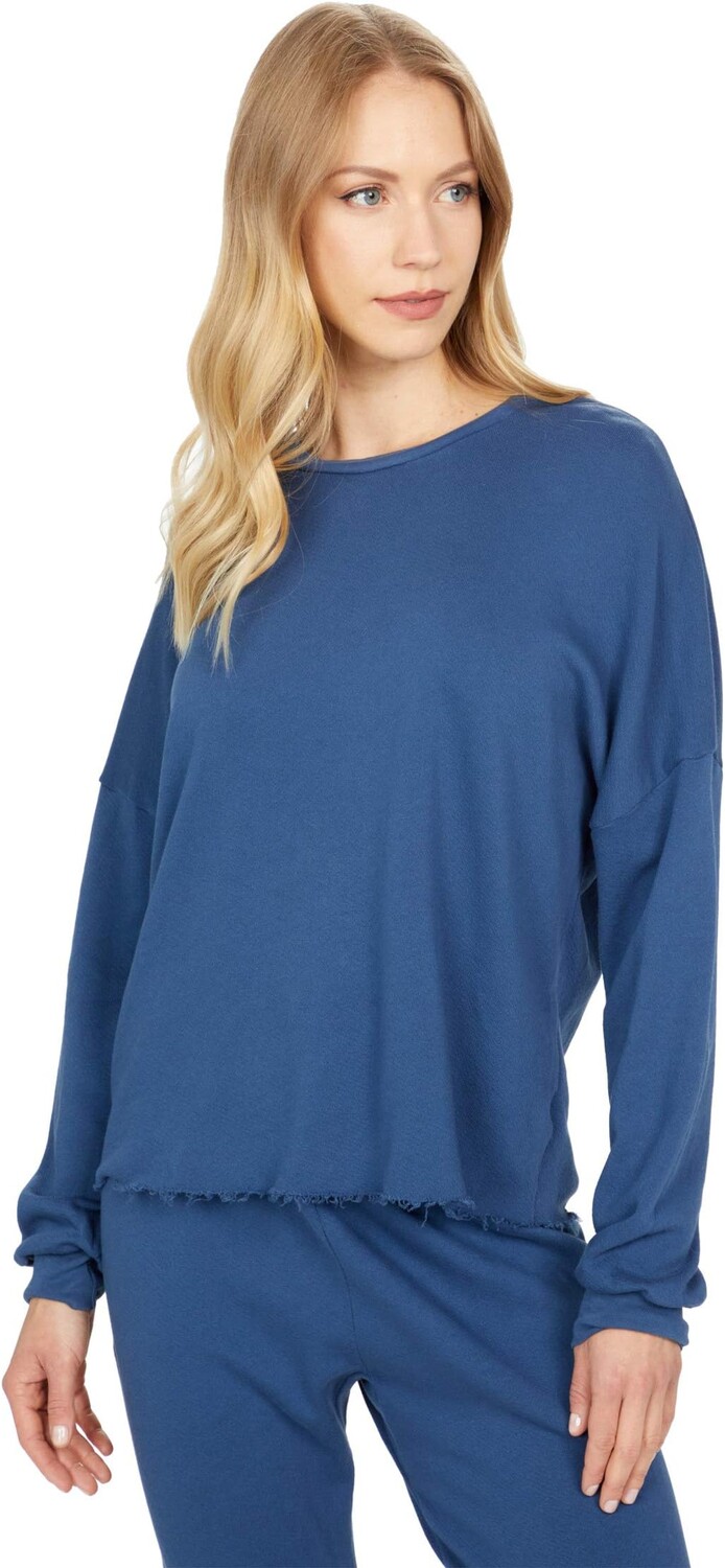 

Толстовка Michael Lauren Travis Signature Soft French Terry Crop Pullover Sweatshirt, цвет Denim Navy