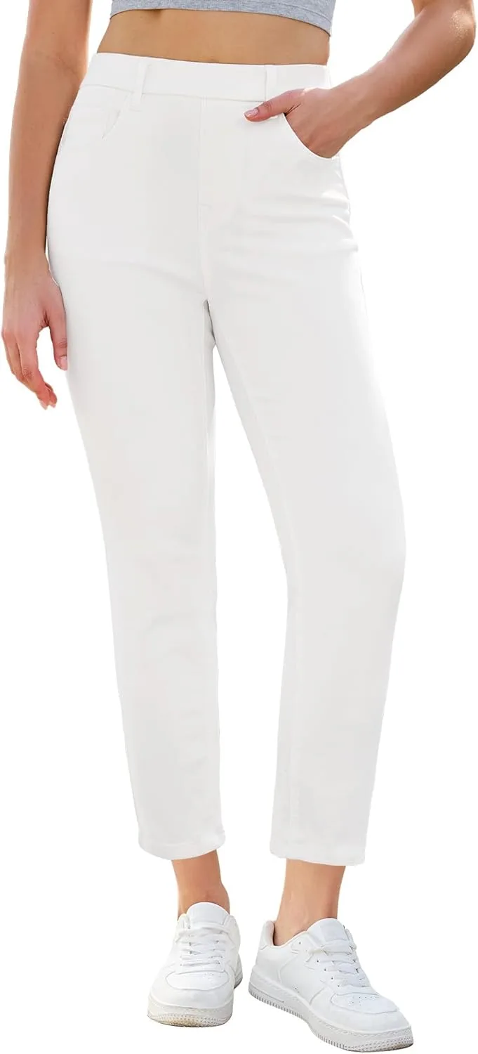 

GRAPENT Slim Straight Leg джинсы для женщин укороченные на высокой талии с эластичным поясом