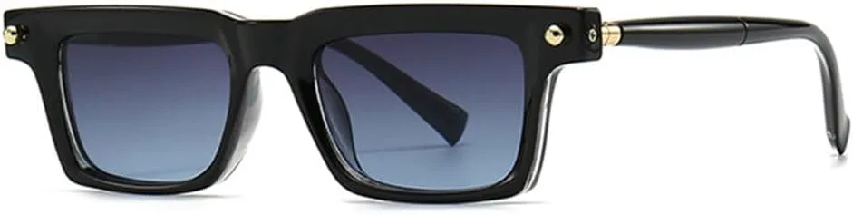 

LVTFCO Модные градиентные женские солнцезащитные очки в стиле ретро для мужчин, трендовые очки с заклепками в стиле панк, солнцезащитные очки UV400, Black Gray Blue