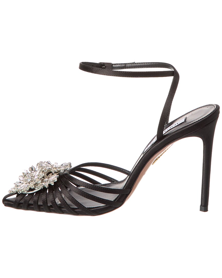 Aquazzura Crystal Margarita 105 Satin Pump, черный — фото 2