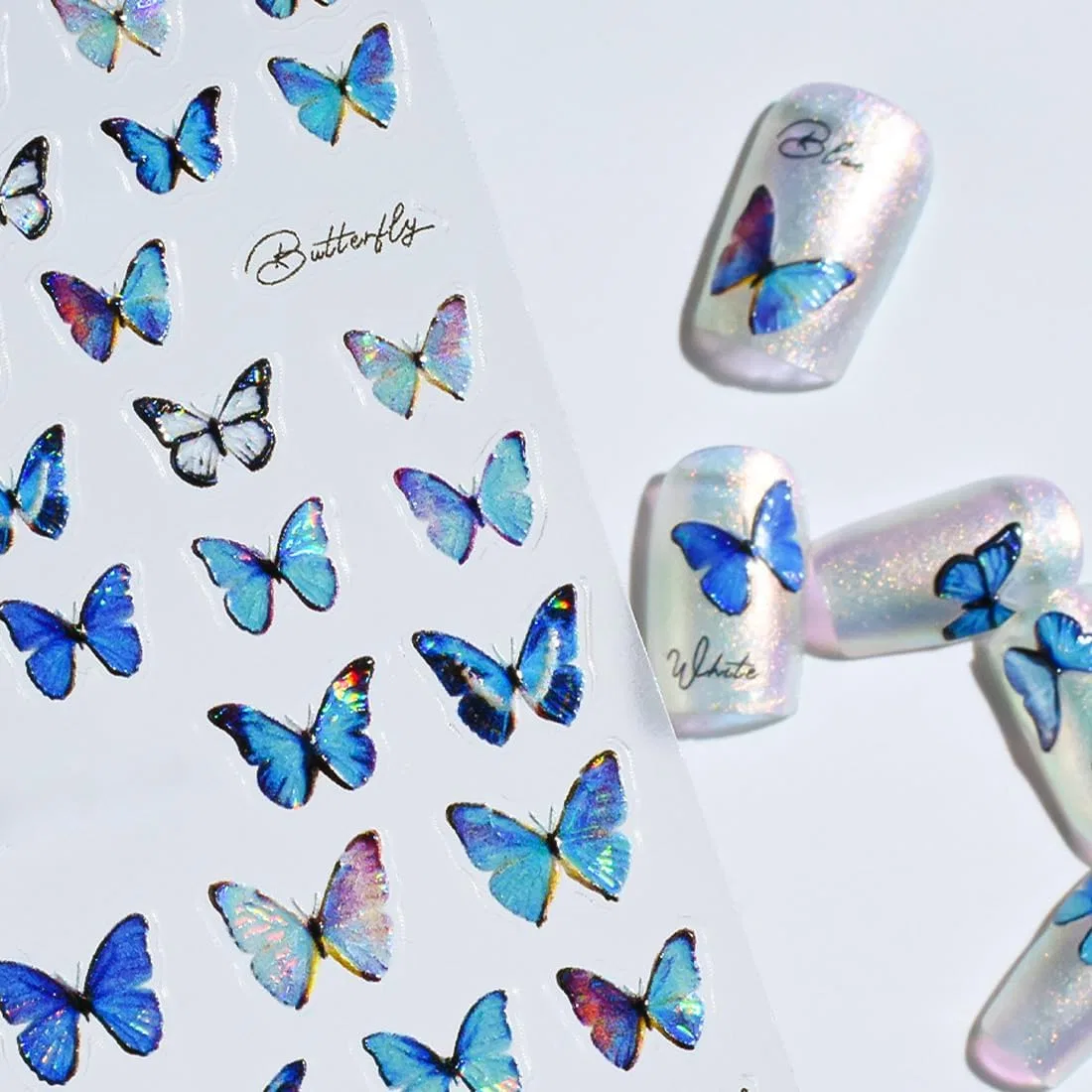 Набор 3D-стикеров для ногтей с цветами и бабочками, 5 листов Eiyvpra, Butterfly — фото 2