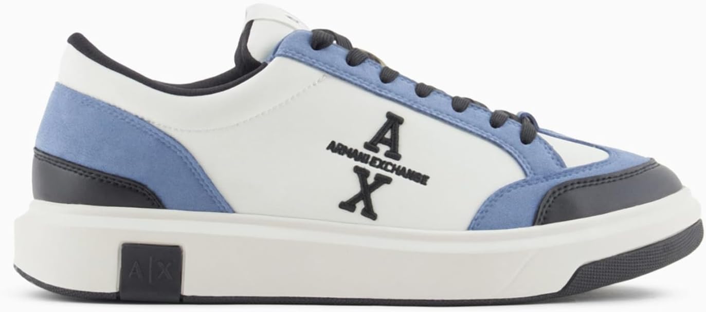 Кроссовки Armani Exchange Mens Embroidered Venice, белый/синий/светло-белый — фото 3