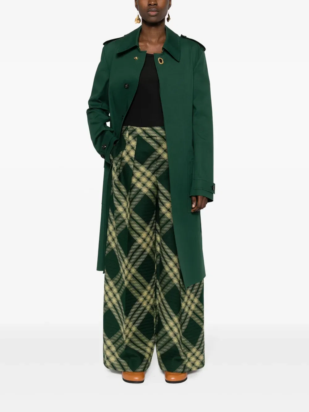 Брюки Burberry, шерстяные, с складками, зеленый — фото 2