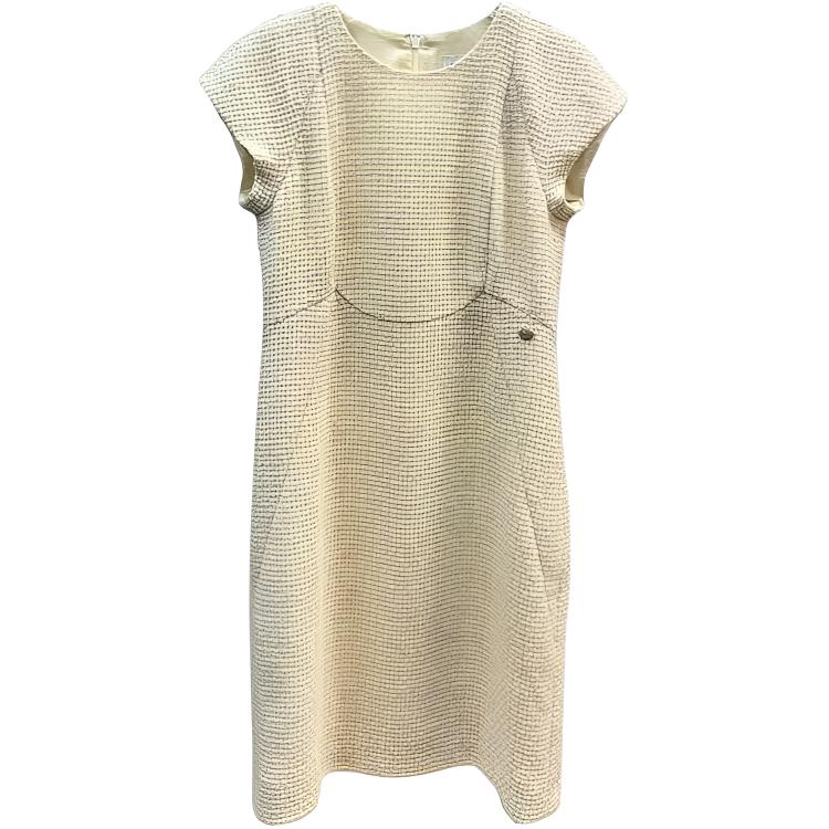 

CHANEL Женское платье с коротким рукавом молочно-белое