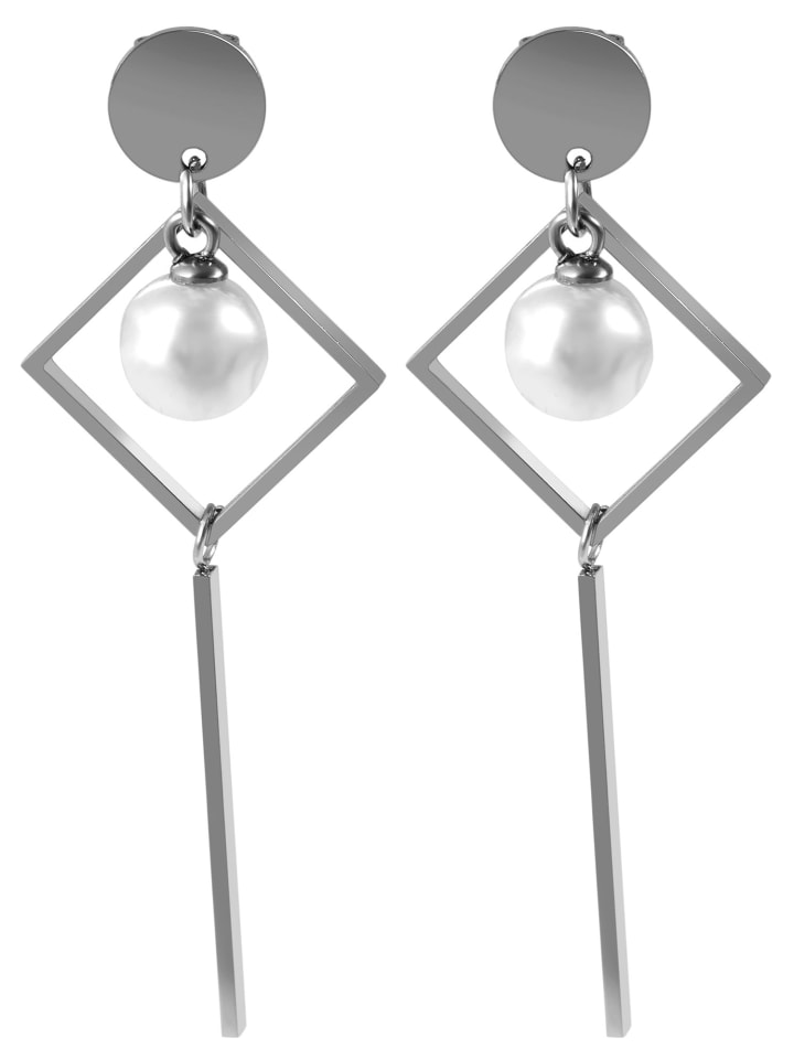 

Adeliás Женские серьги - Серьги-гвоздики из нержавеющей стали с жемчужиной в серебряном исполнении