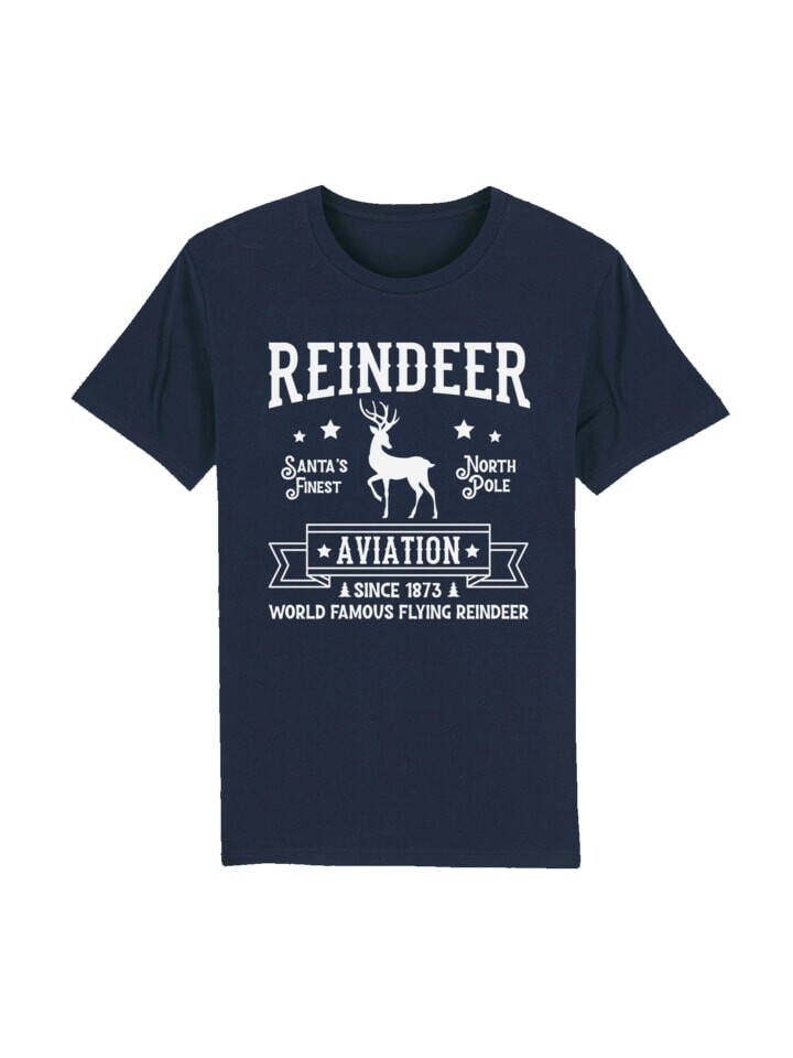 

Футболка F4NT4STIC T-Shirt Reindeer Aviation Retro Weihnachts Sign, цвет french navy