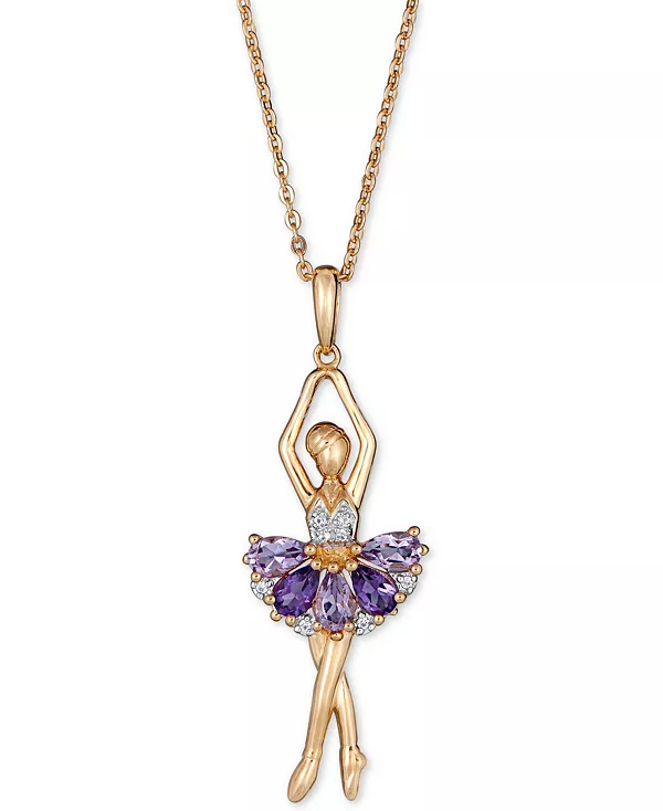 

Ожерелье с подвеской в виде балерины из 18 дюймов (1-5/8 карата) из серебра 14 карат с позолотой Macy'S, amethyst