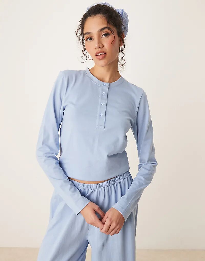 

Пижамный топ-хенли ASOS DESIGN Mix & Match синего цвета