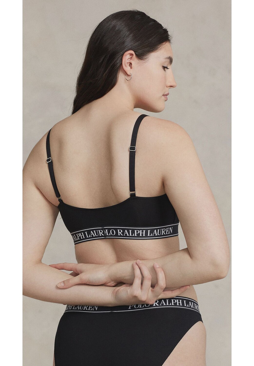 Женское бюстье с тонкими бретелями и логотипом Polo Essentials POLO RALPH LAUREN, цвет Onyx — фото 2