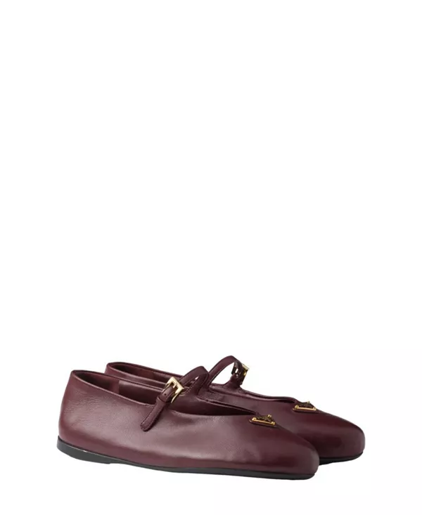Женские балетки из кожи наппа Prada, красный