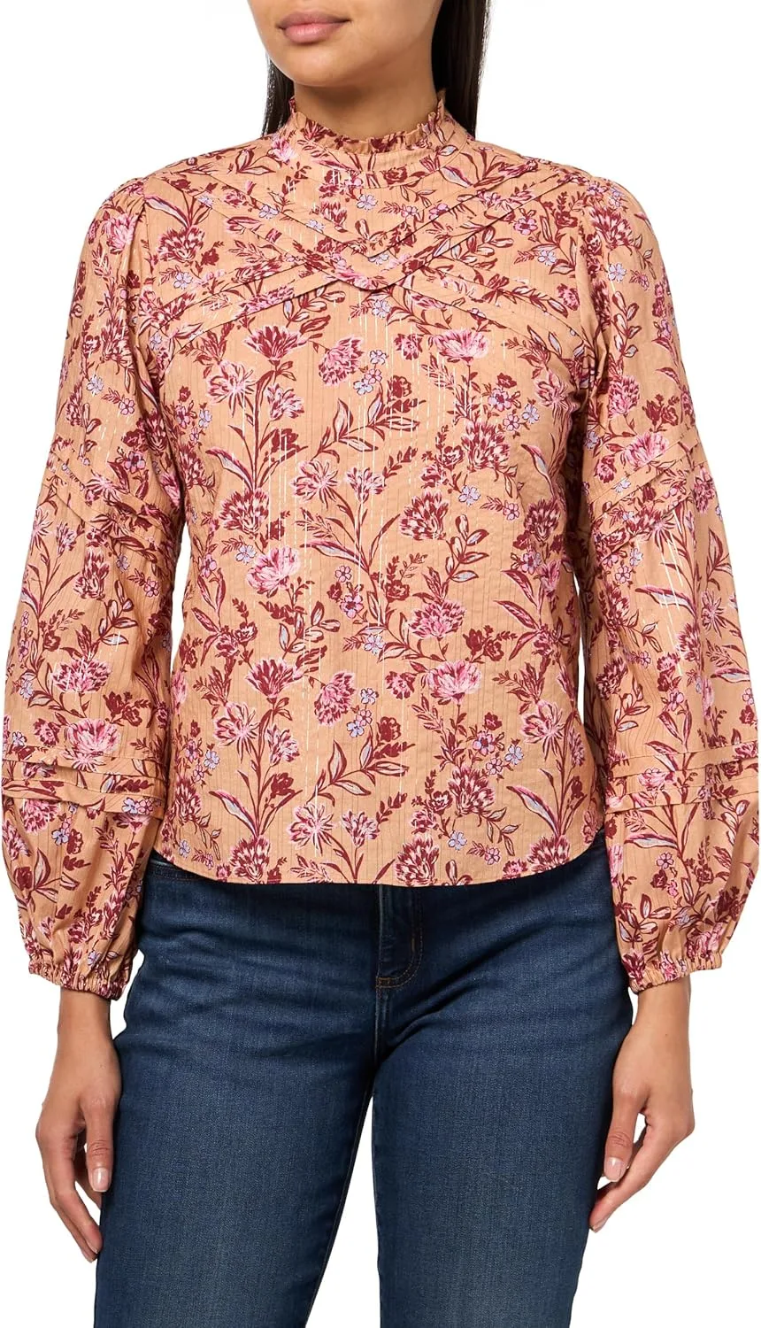 

Derek Lam 10 Crosby Women's Marlowe Lurex Stripe Printed Voile Long Sleeve Blouse