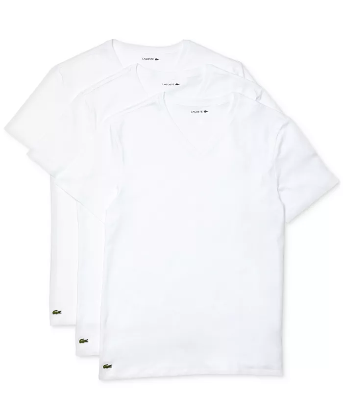 

Мужские майки с V-образным вырезом, 3 штуки, классический крой Lacoste, белый