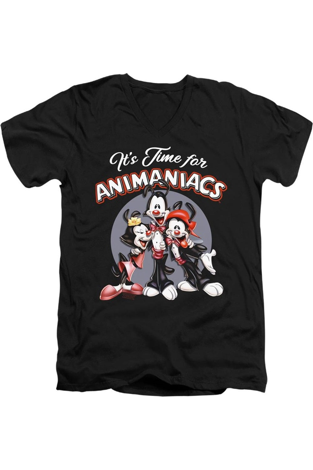 

Футболка / футболка Animaniacs Its Time For с коротким рукавом и V-образным вырезом для взрослых из премиального хлопка Gildan, черный