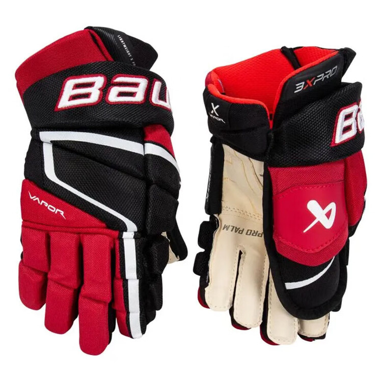 

BAUER Новые хоккейные перчатки 2022 3X PRO, для юниоров и взрослых, размер Youth 13, черно-красные