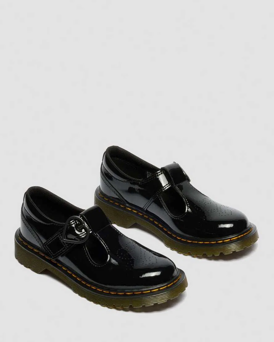 Детские туфли Polly II Heart из лакированной кожи Dr Martens, черный — фото 4