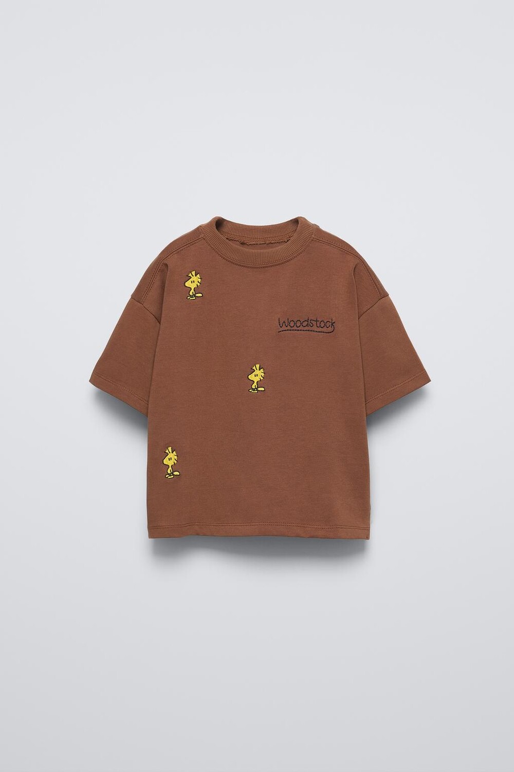 

Футболка с вышивкой snoopy peanuts ZARA, коричневый