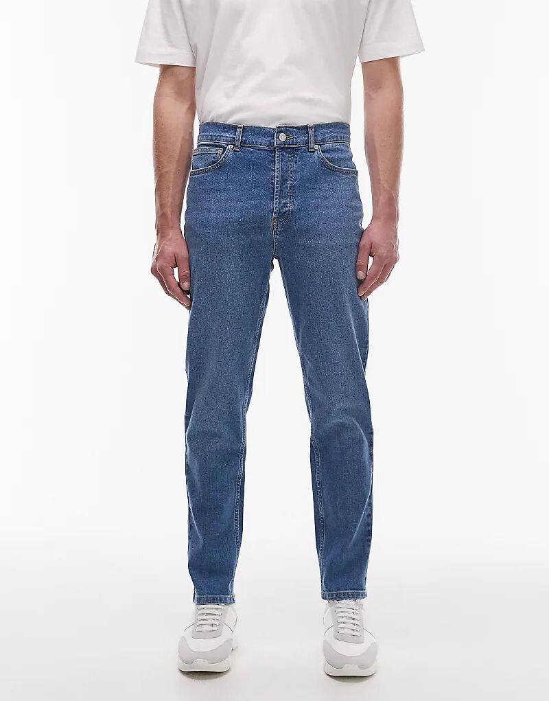 

Эластичные зауженные джинсы Topman, средне-синего цвета
