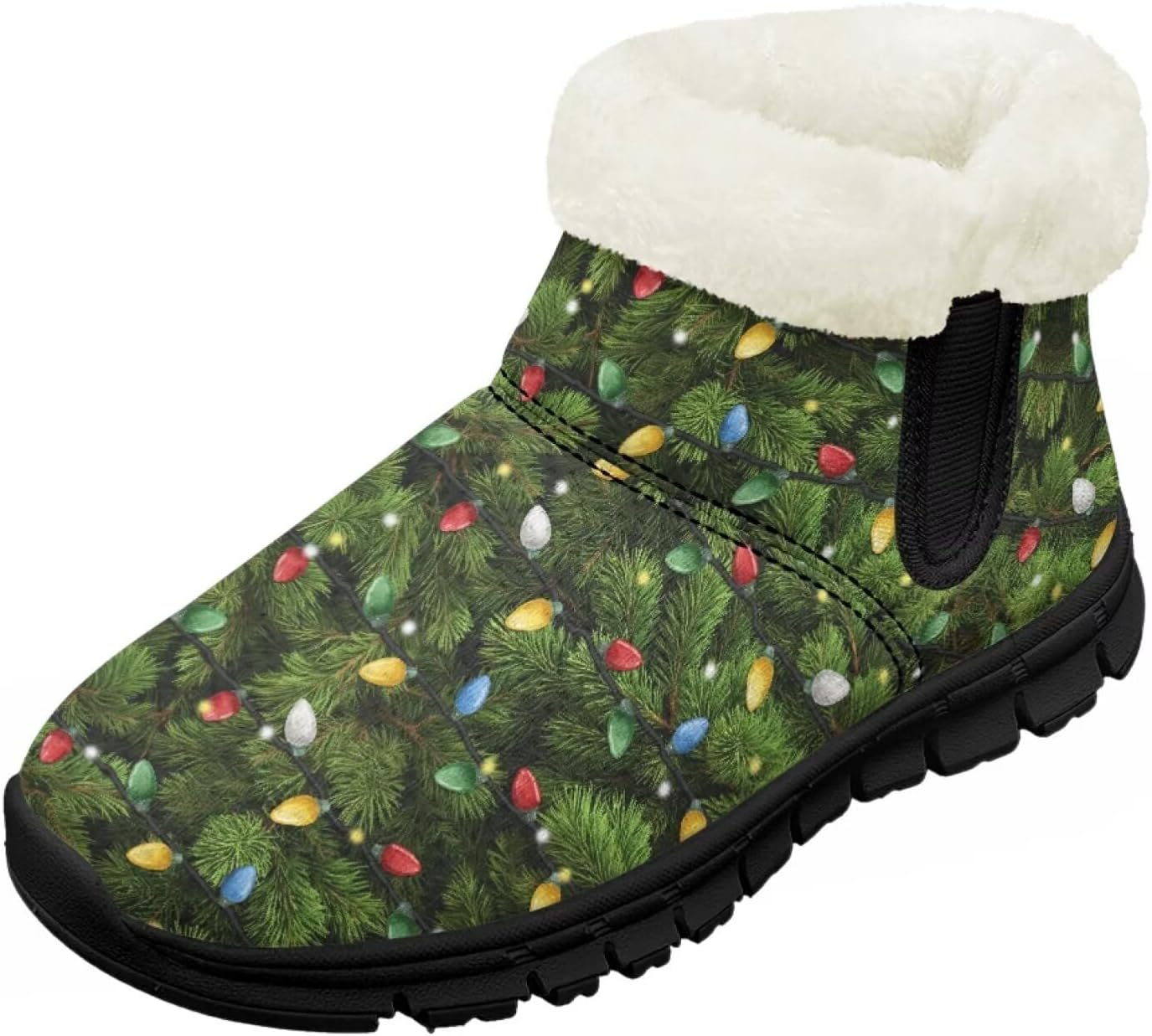 

Детские зимние ботинки для девочек с меховой подкладкой, короткие, с противоскользящей подошвой, легкие, теплые ботиночки на молнии Pointodoor, Xmas