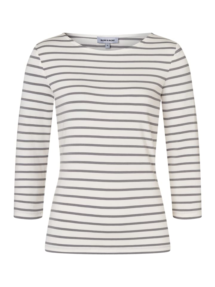 

More & More Эластичная полосатая рубашка с рукавами 3/4, цвет кремовый/серый