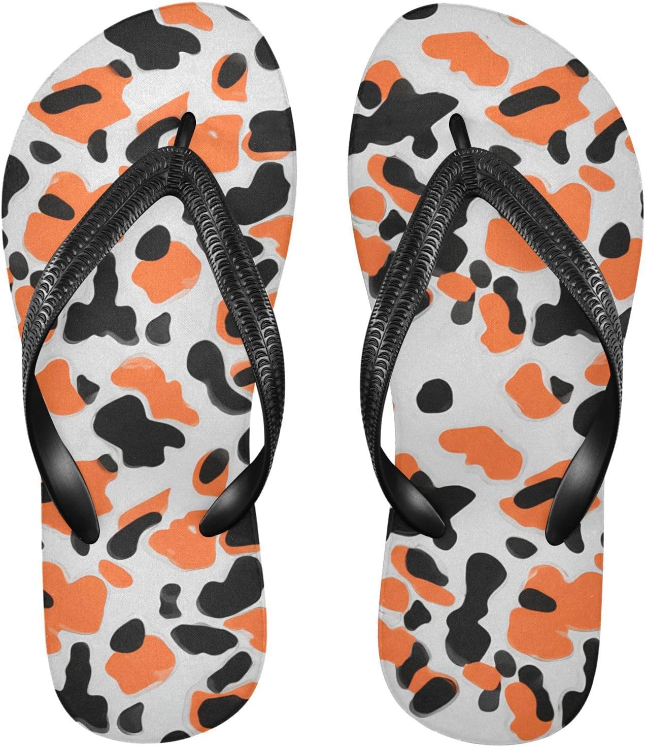 

Камуфляжные черно-оранжевые шлепанцы для пляжа, душа и вечеринки, резиновые нескользящие летние тапочки для женщин и мужчин Sinestour