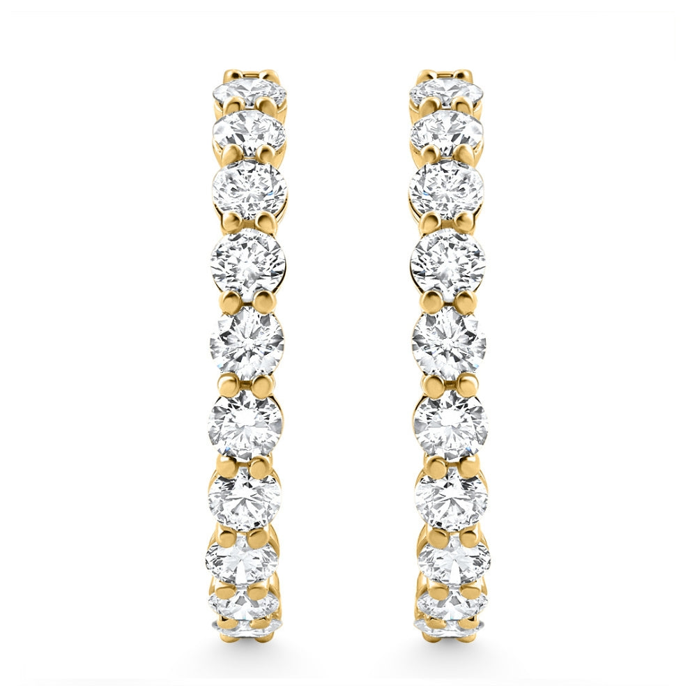 

Серьги-кольца из 14-каратного золота с выращенными внутри и снаружи лабораторными бриллиантами 3 карата, высота 1 дюйм Pompeii2, 14K Yellow Gold