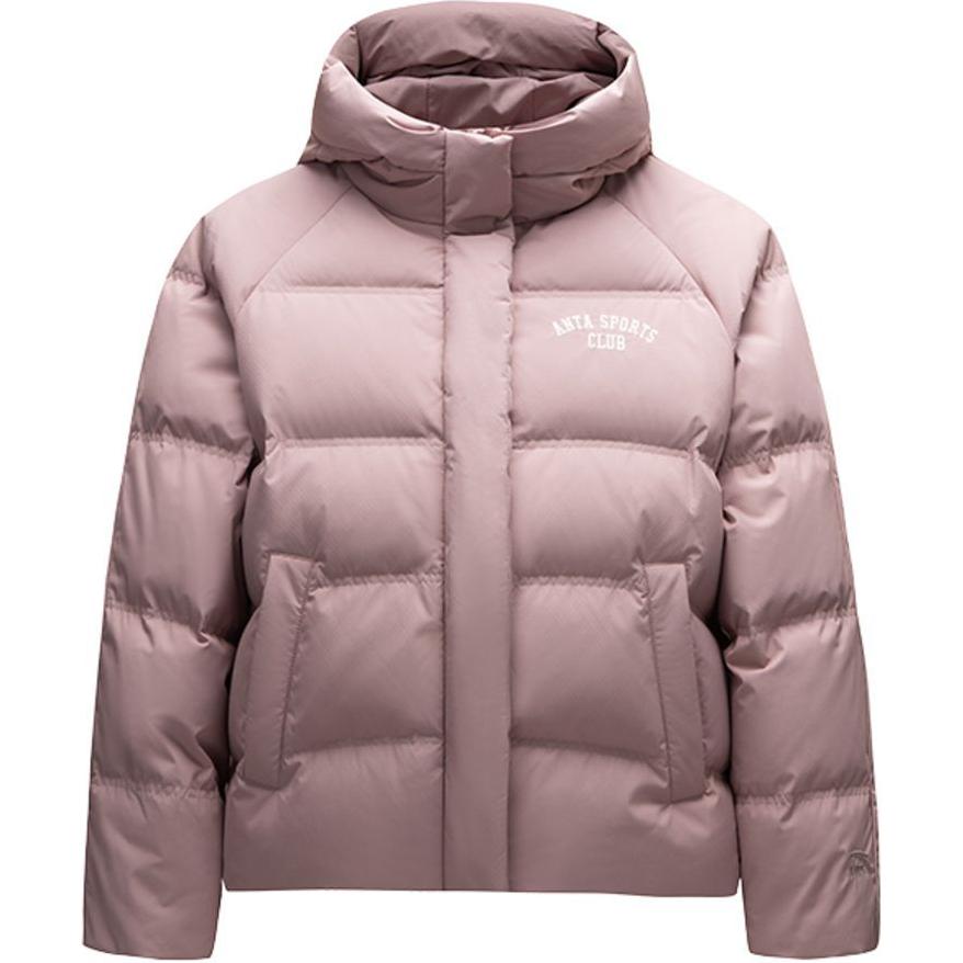 

Куртка пуховая Anta Life Collection женская устойчивого розового цвета, жевательная пудровая