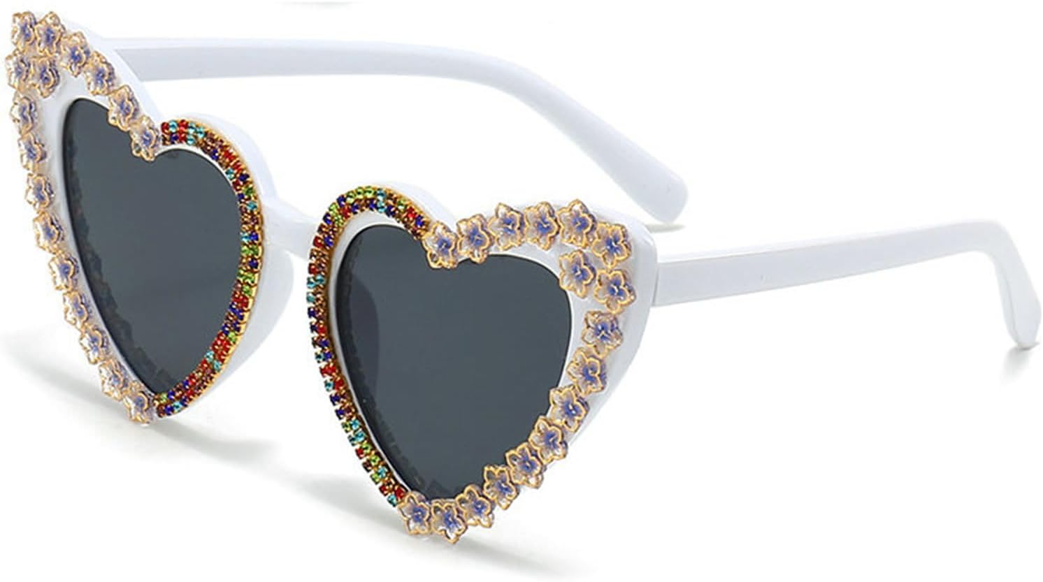 

Willochra Fashion Heart Женские солнцезащитные очки со стразами, блестящие солнцезащитные очки в форме сердца, женские солнцезащитные очки с бриллиантами для вечеринки, White