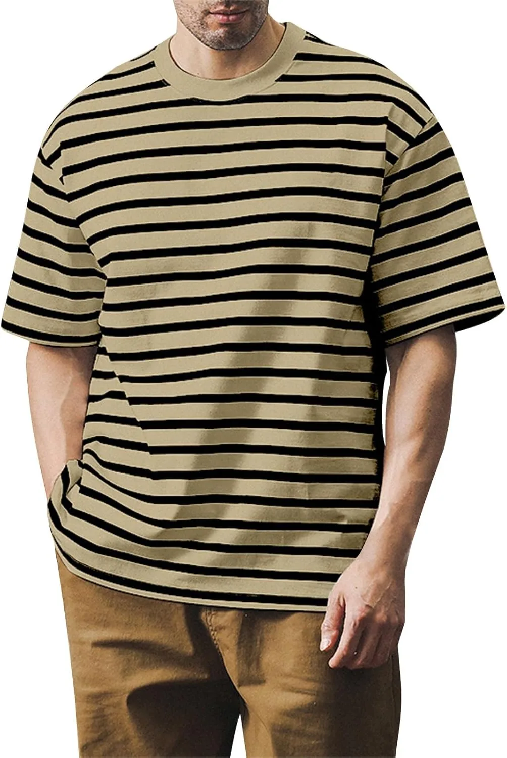 

Ymosrh мужская футболка Casual, полоска, короткий рукав, S-4XL