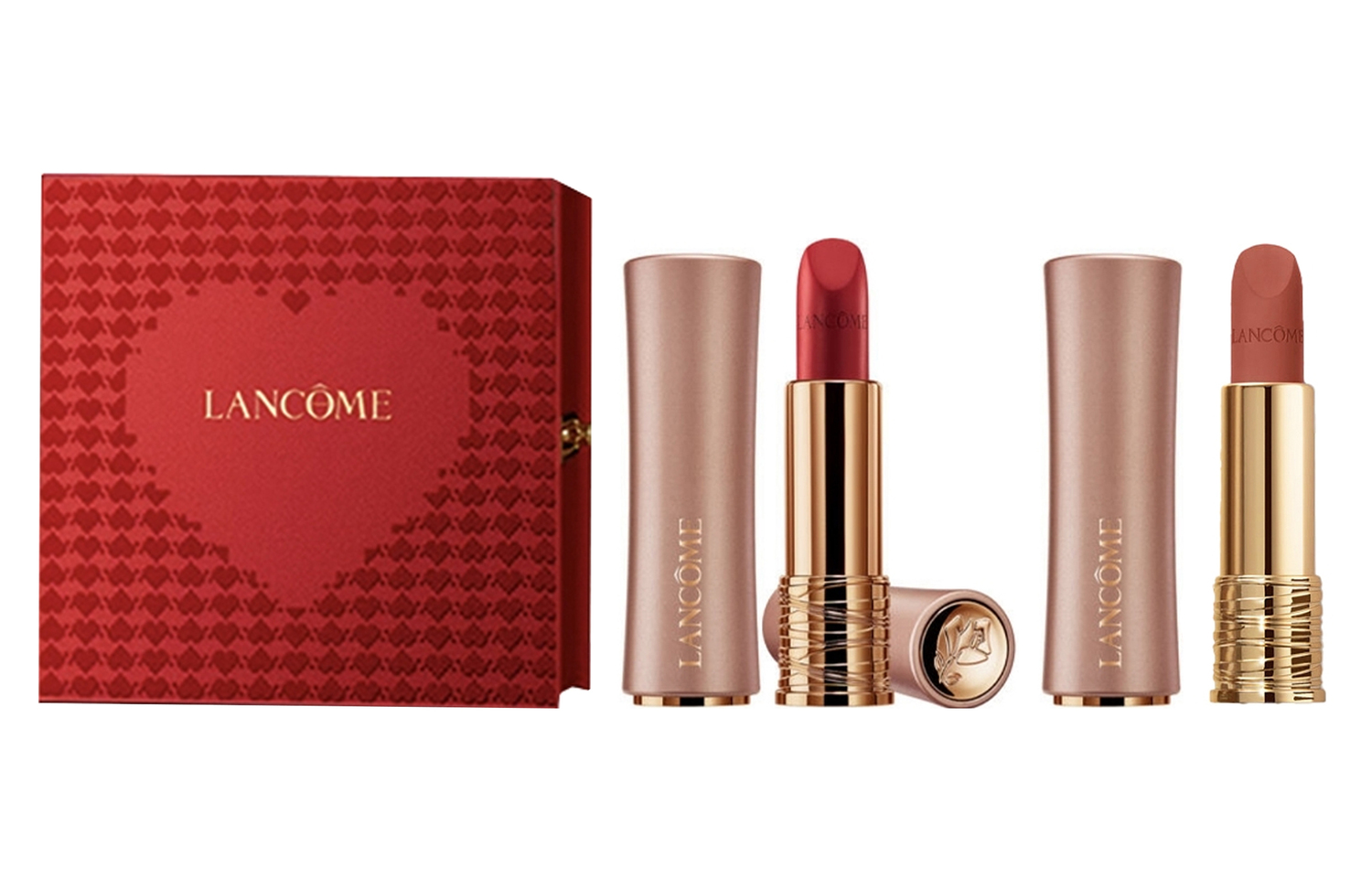 

LANCOME Lankou розовое золото тюбик двойная пара помад матовые матовые легко растушевываются осветляющие #273+#218