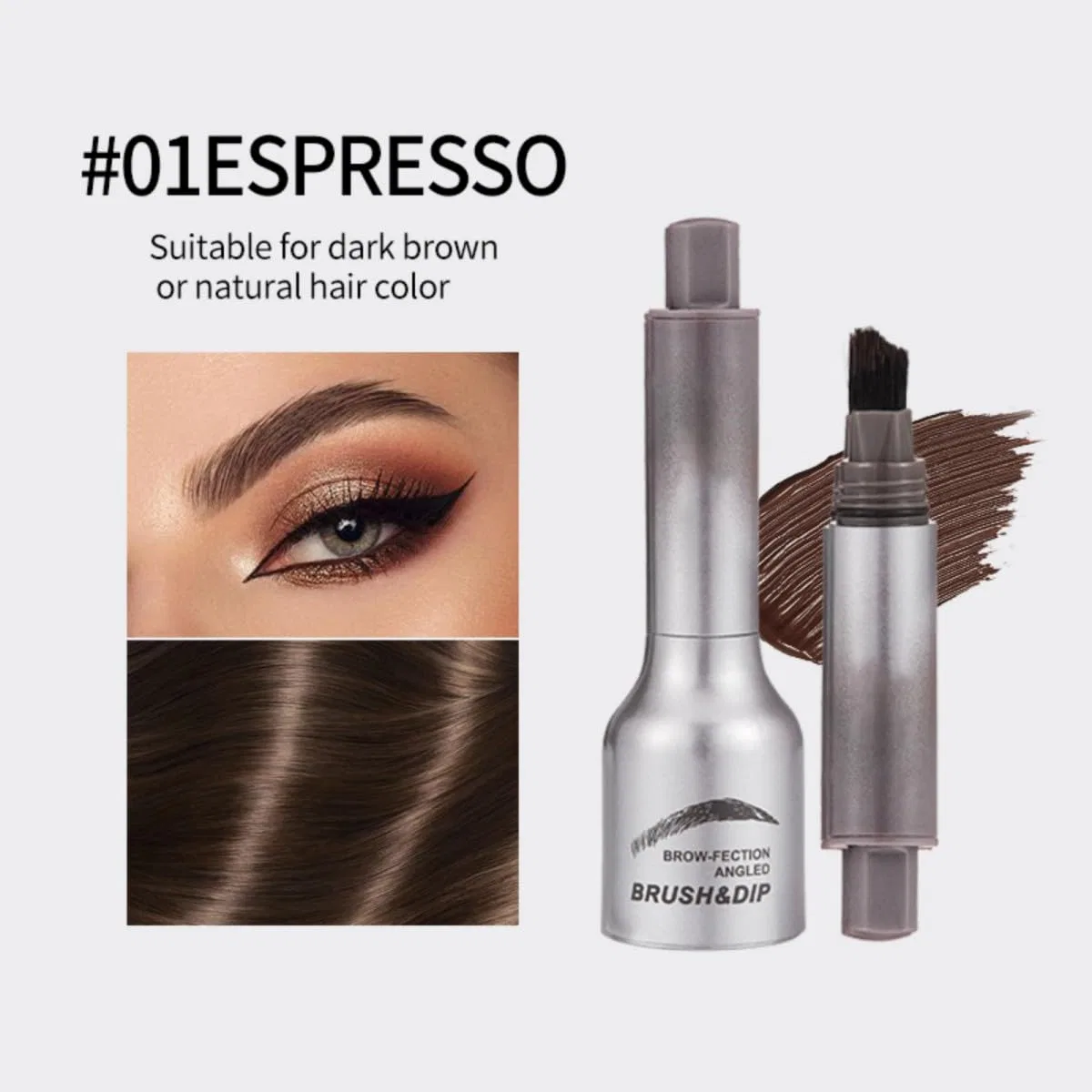 Скошенная кисть и гель для бровей «Brow-Fection» Ofanyia, #01Espresso — фото 3