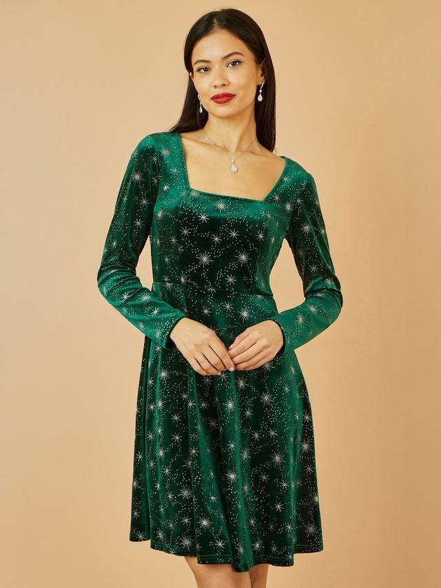 

Платье-клеш Starburst с фольгированным принтом Yumi