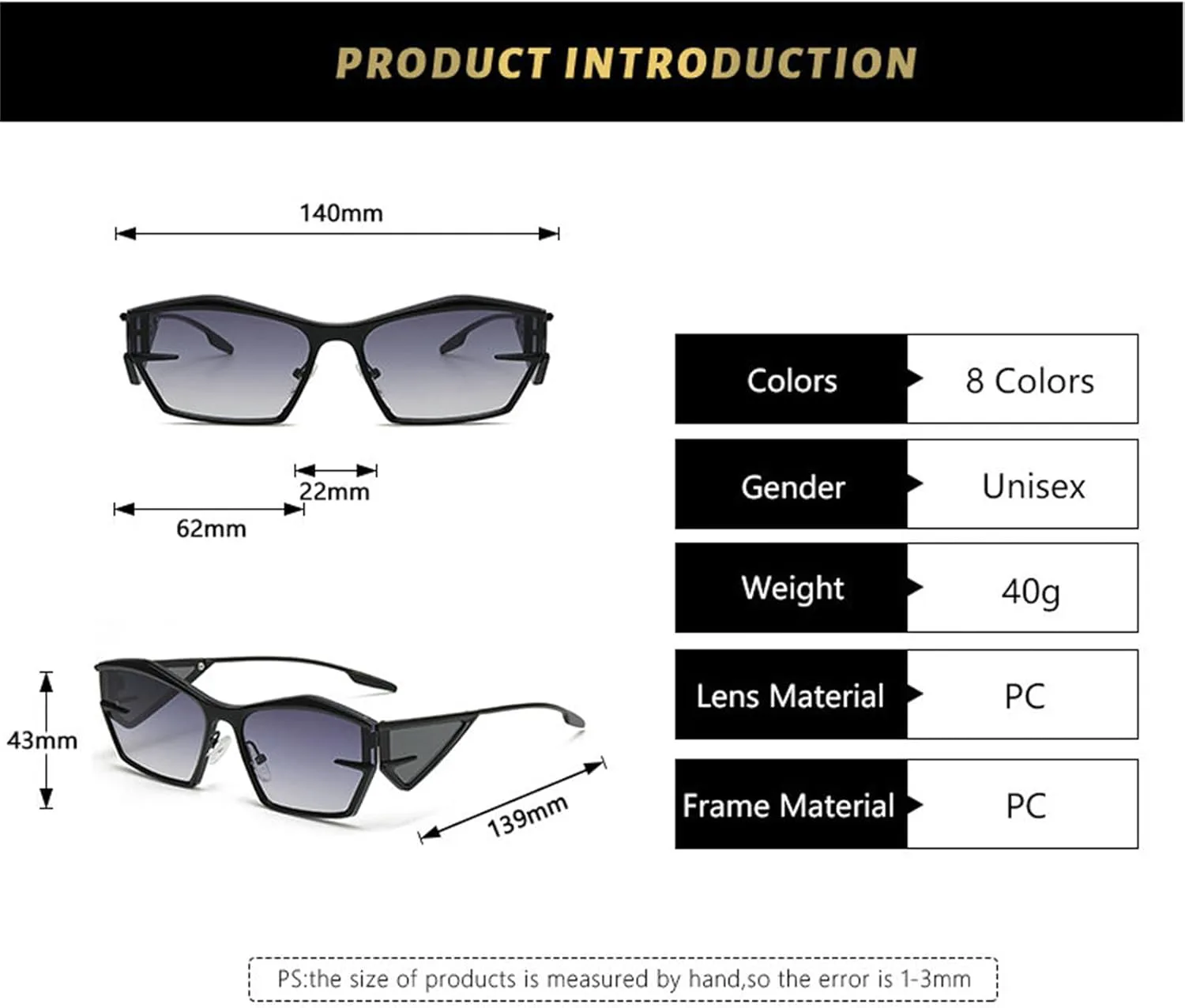 

Солнцезащитные очки Helena Fashion неправильной формы, прямоугольные, для женщин и мужчин, 2025 год, роскошные панк-очки в металлической оправе для мужчин, C1