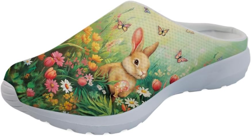 

Кроссовки Forchrinse Native Indian Aztec Hippie Mandala для мужчин, прогулочные мулы; женские слипоны, садовые сабо, тапочки с открытой пяткой, обувь для дома и ухода, Cute Rabbit Blossom Garden