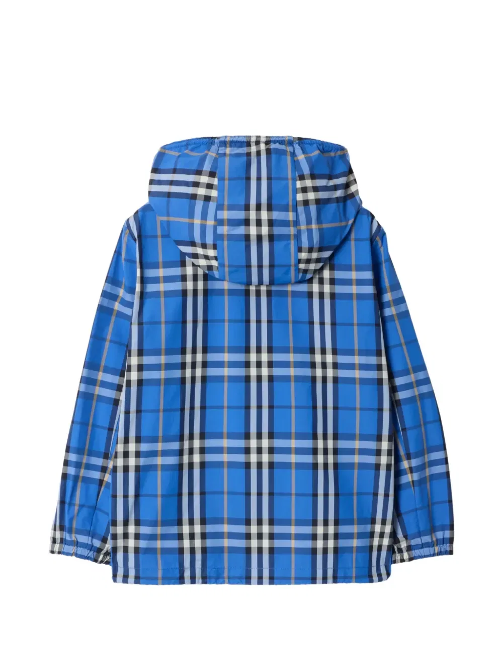 Нейлоновая куртка с капюшоном в клетку Burberry Kids, синий — фото 2