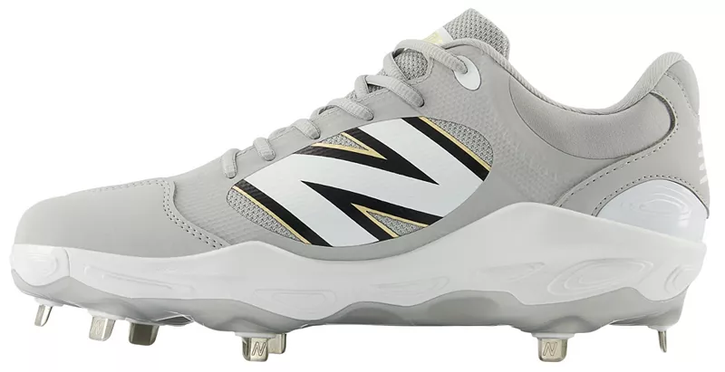 Мужские металлические бейсбольные бутсы New Balance Fresh Foam X 3000 V7, серый/белый — фото 3