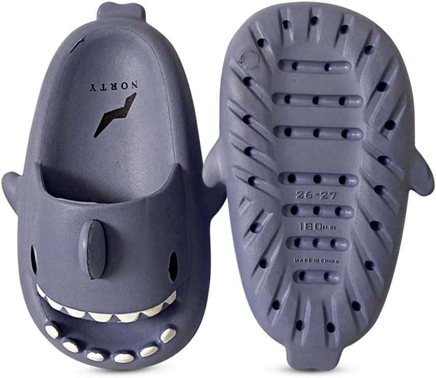 

Детские шлепанцы NORTY для мальчиков и девочек, унисекс, от малышей до старших детей, легкие с изображением акулы, синий