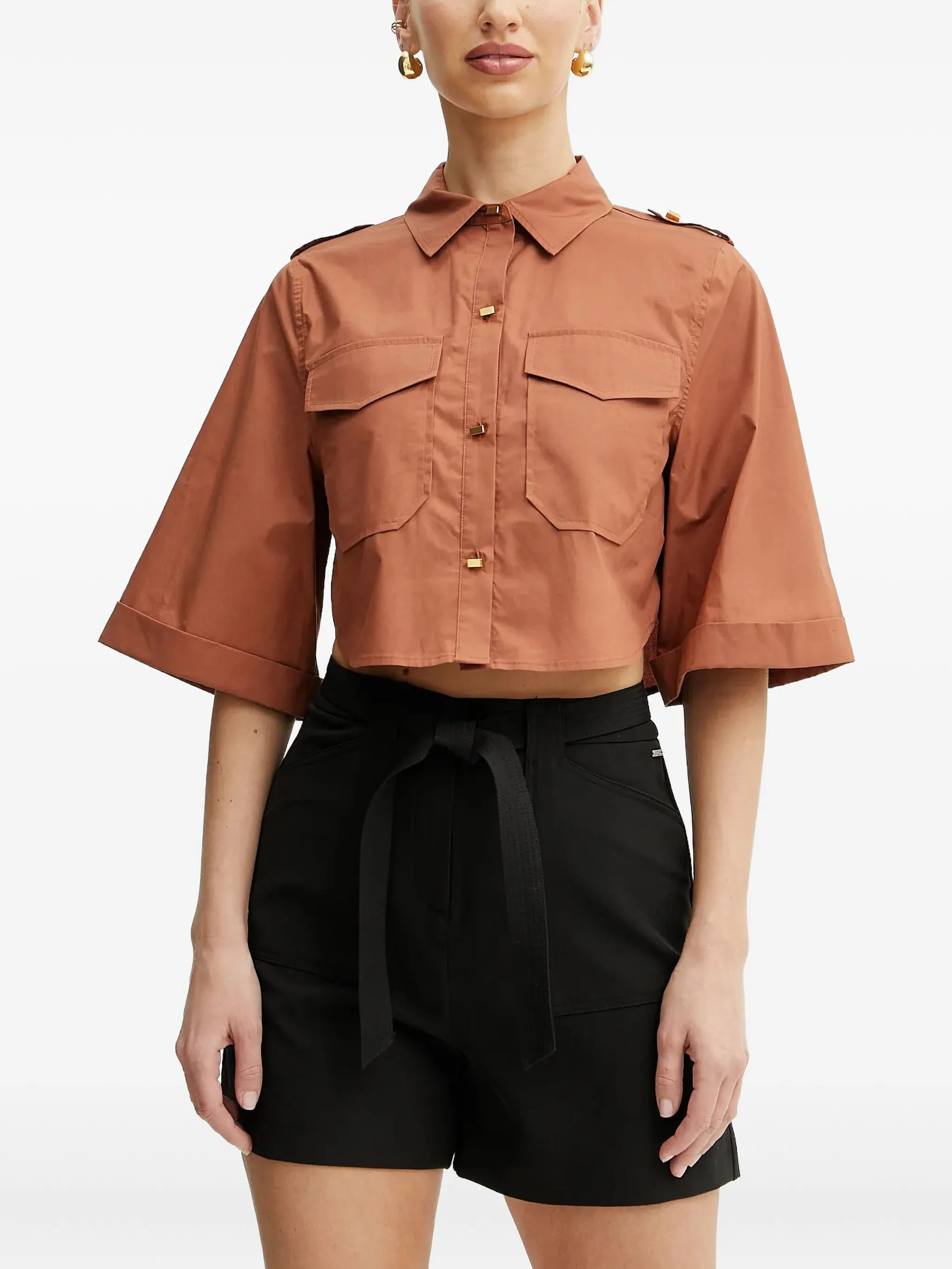 

Рубашка на пуговицах с карманом Marciano, коричневый