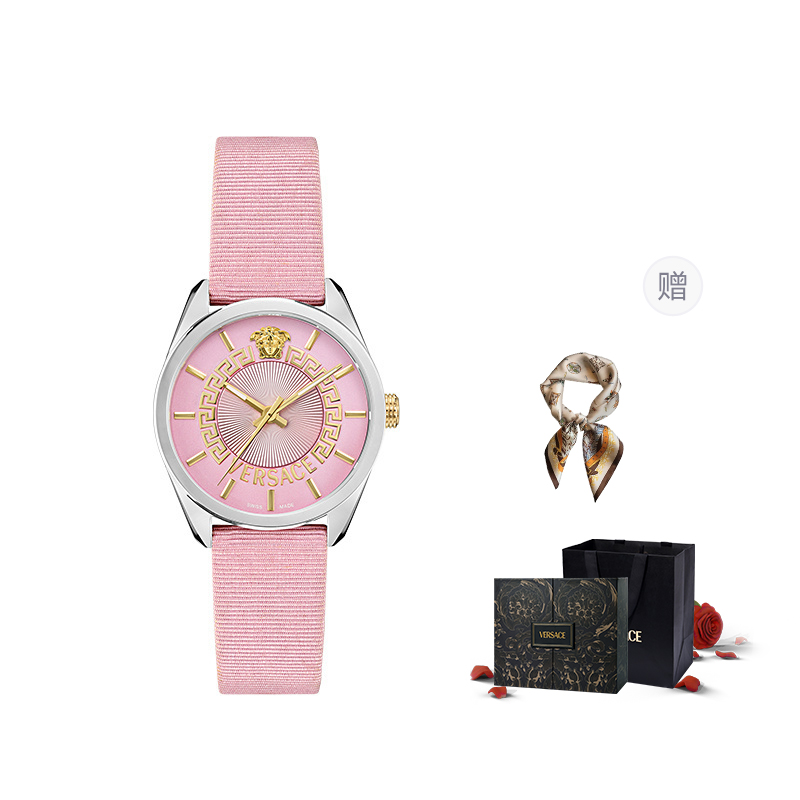 

VERSACE Часы New V Circle 36mm, Cherry Blossom Pink